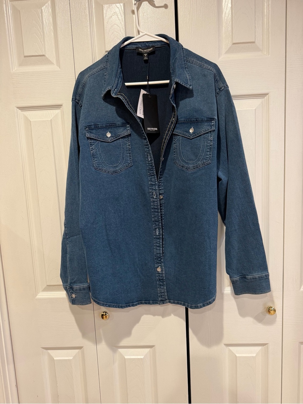True Religion Blue Denim Western-Style Shirt Jacket